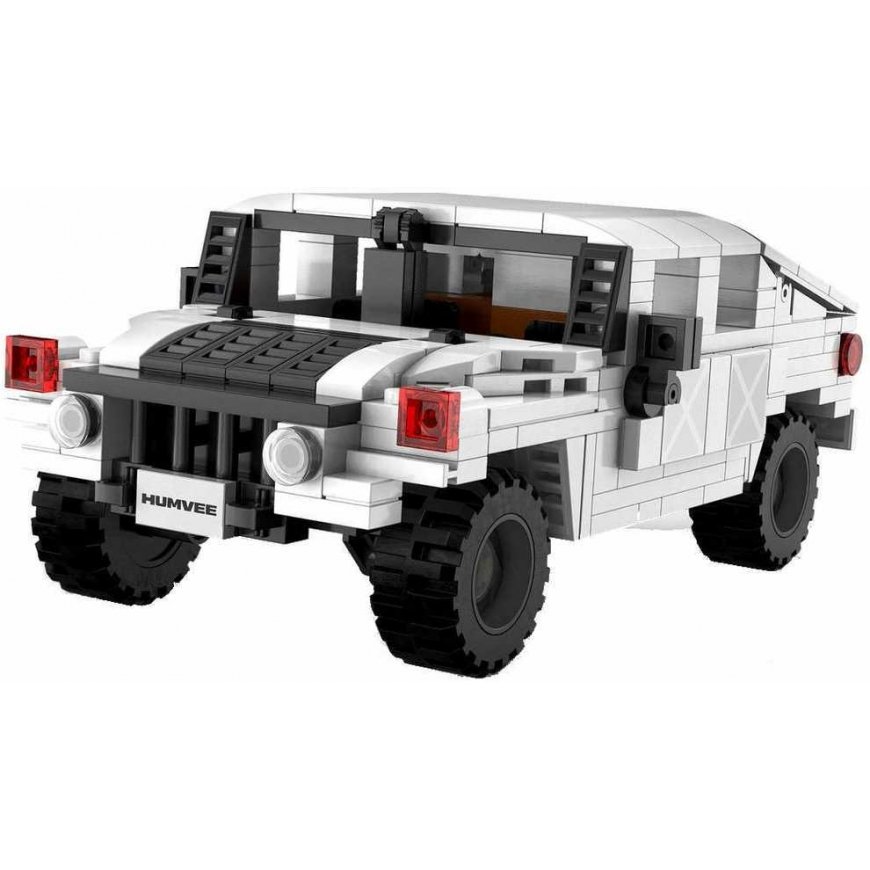 Klocki Konstrukcyjne CaDA małe autko Chassis Humvee white samochod terenowy 328 parts – 5