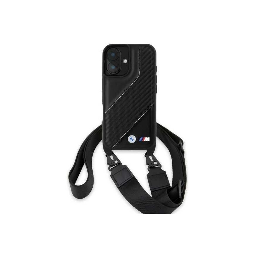 Case BMW BMHCP16S23PSCCK iPhone 16 6.1" black/black hardcase M Edition Carbon Stripe & Strap – 2