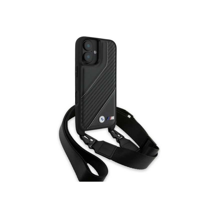 Case BMW BMHCP16S23PSCCK iPhone 16 6.1" black/black hardcase M Edition Carbon Stripe & Strap – 3