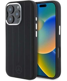 Case Mercedes MEHMP16L23SUVSK iPhone 16 Pro 6.3" black/black hardcase Silicone Vertical Tonal Stripes MagSafe