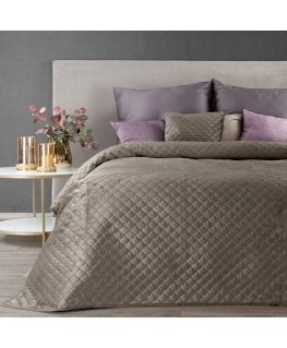 Eurofirany ARIEL Soft velvet bedspread quilted by hot press with a motif of fish scales, 220X240 cm, color: beige