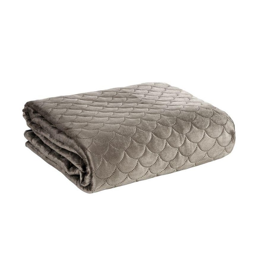 Eurofirany ARIEL Soft velvet bedspread quilted by hot press with a motif of fish scales, 220X240 cm, color: beige – 2