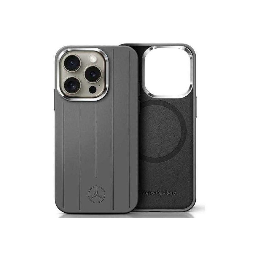 Case Mercedes MEHMP16X23SUVSA iPhone 16 Pro Max 6.9" gray/grey hardcase Silicone Vertical Tonal Stripes MagSafe