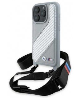 Case BMW BMHCP16X23PSCCG iPhone 16 Pro Max 6.9" gray/gray hardcase M Edition Carbon Stripe & Strap