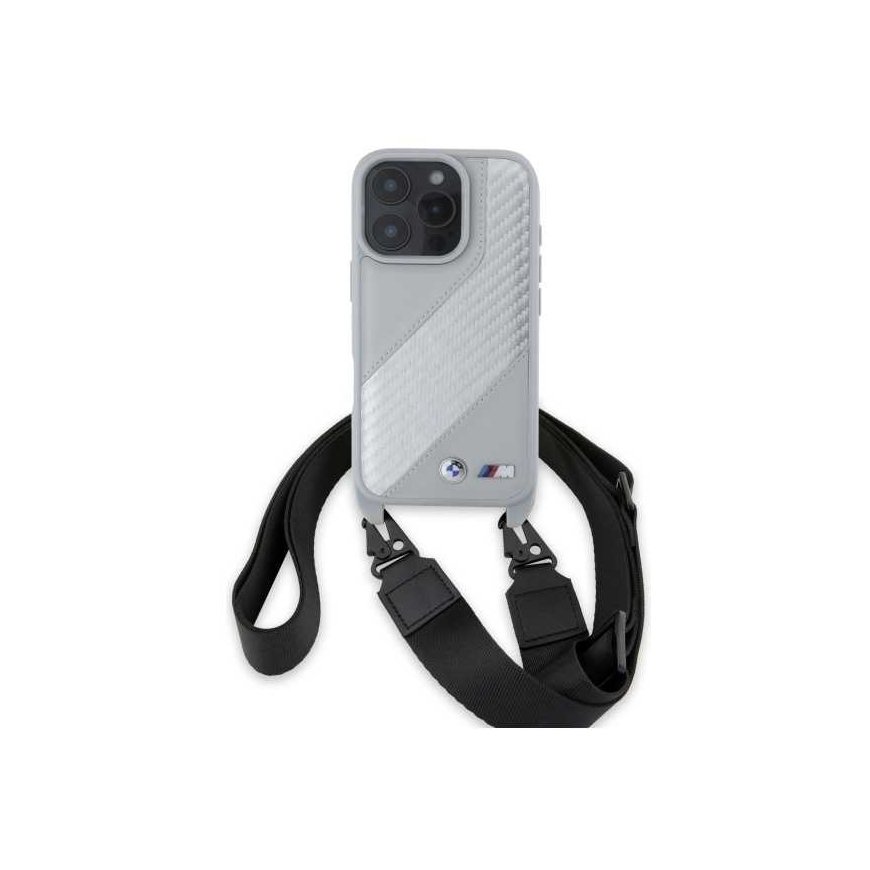 Case BMW BMHCP16X23PSCCG iPhone 16 Pro Max 6.9" gray/gray hardcase M Edition Carbon Stripe & Strap – 2