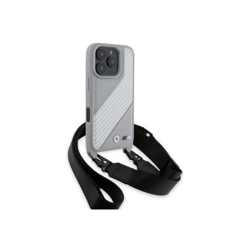 Case BMW BMHCP16X23PSCCG iPhone 16 Pro Max 6.9" gray/gray hardcase M Edition Carbon Stripe & Strap – 3