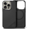 Dėklas Mercedes MEHMP16L23SUGDK iPhone 16 Pro 6.3" juoda/juodas hardcase Silicone Tonal Logo Wood Pattern MagSafe