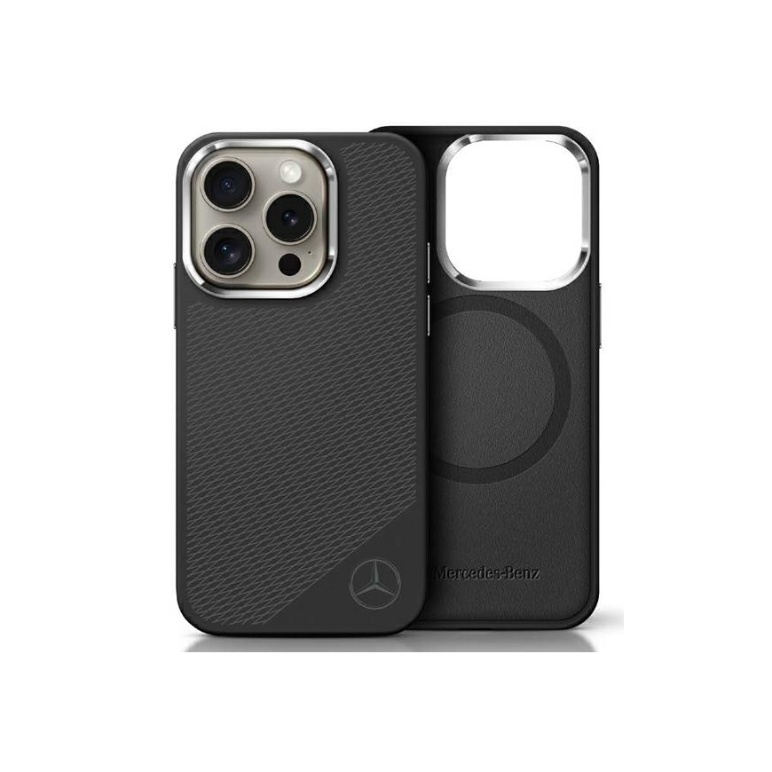 Case Mercedes MEHMP16L23SUGDK iPhone 16 Pro 6.3" black/black hardcase Silicone Tonal Logo Wood Pattern MagSafe – 2