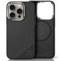 Case Mercedes MEHMP16L23SUGDK iPhone 16 Pro 6.3" black/black hardcase Silicone Tonal Logo Wood Pattern MagSafe