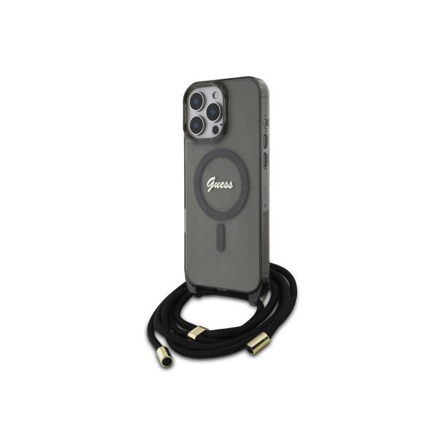 Case Guess GUHMP16LHCTSGNSK iPhone 16 Pro 6.3" black/black hardcase Crossbody Cord Script MagSafe