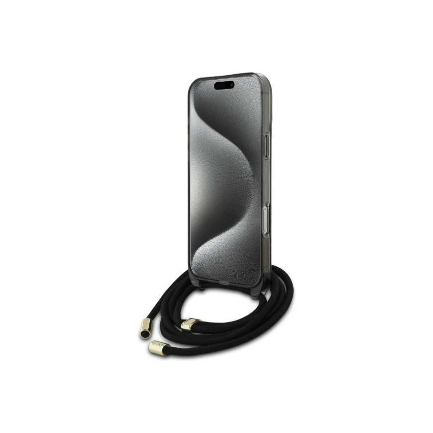Dėklas Guess GUHMP16LHCTSGNSK iPhone 16 Pro 6.3" juoda/juodas hardcase Crossbody Cord Script MagSafe – 4