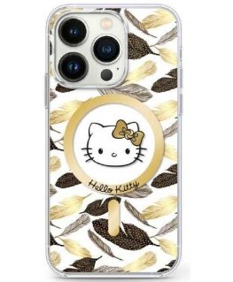 Case Hello Kitty HKHMP16XHGLEH iPhone 16 Pro Max 6.9" white/white hardcase IML Golden Leaves MagSafe