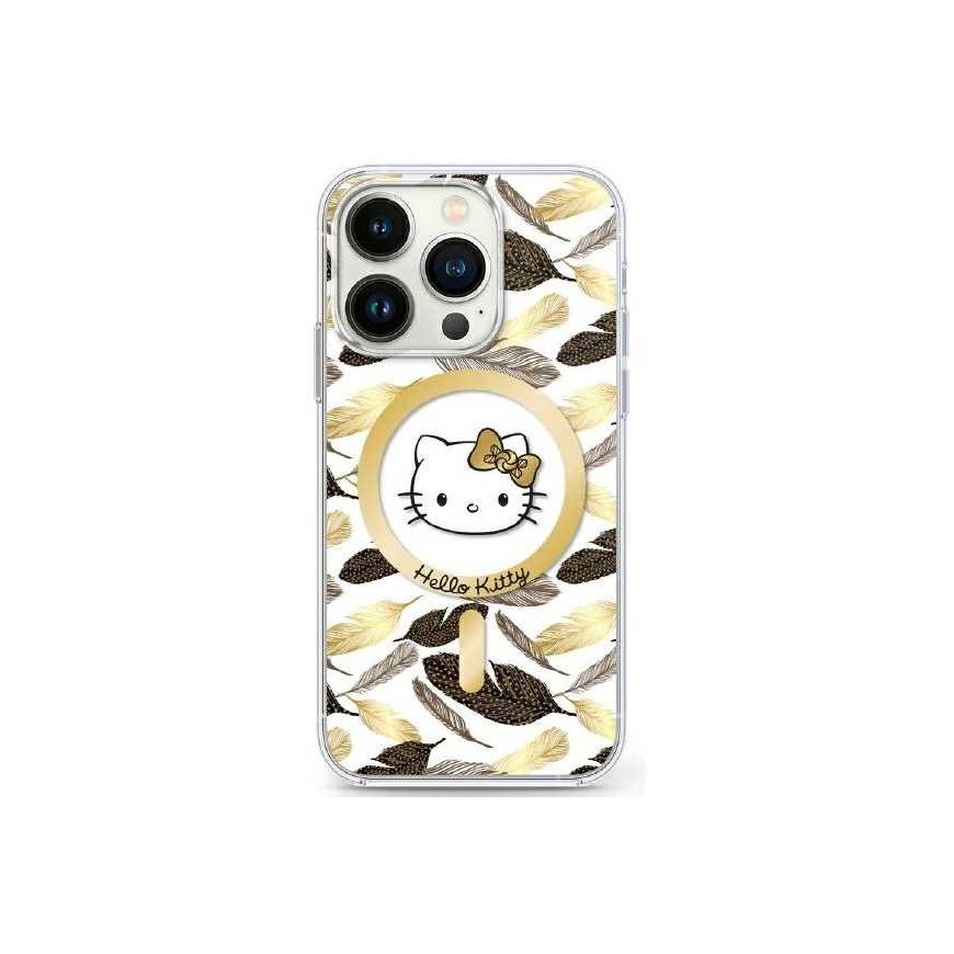 Case Hello Kitty HKHMP16XHGLEH iPhone 16 Pro Max 6.9" white/white hardcase IML Golden Leaves MagSafe