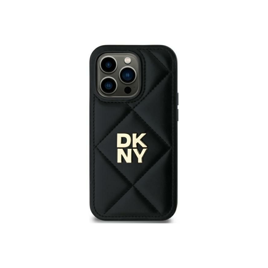 Dėklas DKNY DKHCP14SPQDSLK iPhone 14 6.1" juoda/juodas Quilted Stack Logo