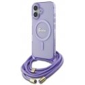 Case Guess GUHMP16SHCTSGNSU iPhone 16 6.1" purple/purple hardcase Crossbody Cord Script MagSafe Case Guess GUHMP16SHCTSGNSU iPhone 16 6.1" purple/purple hardcase Crossbody Cord Script MagSafe