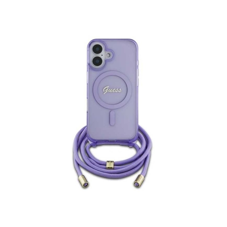 Dėklas Guess GUHMP16SHCTSGNSU iPhone 16 6.1" violetinė/violetinė hardcase Crossbody Cord Script MagSafe – 2