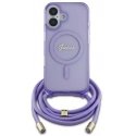 Dėklas Guess GUHMP16SHCTSGNSU iPhone 16 6.1" violetinė/violetinė hardcase Crossbody Cord Script MagSafe Dėklas Guess GUHMP16SHCTSGNSU iPhone 16 6.1" violetinė/violetinė hardcase Crossbody Cord Script MagSafe