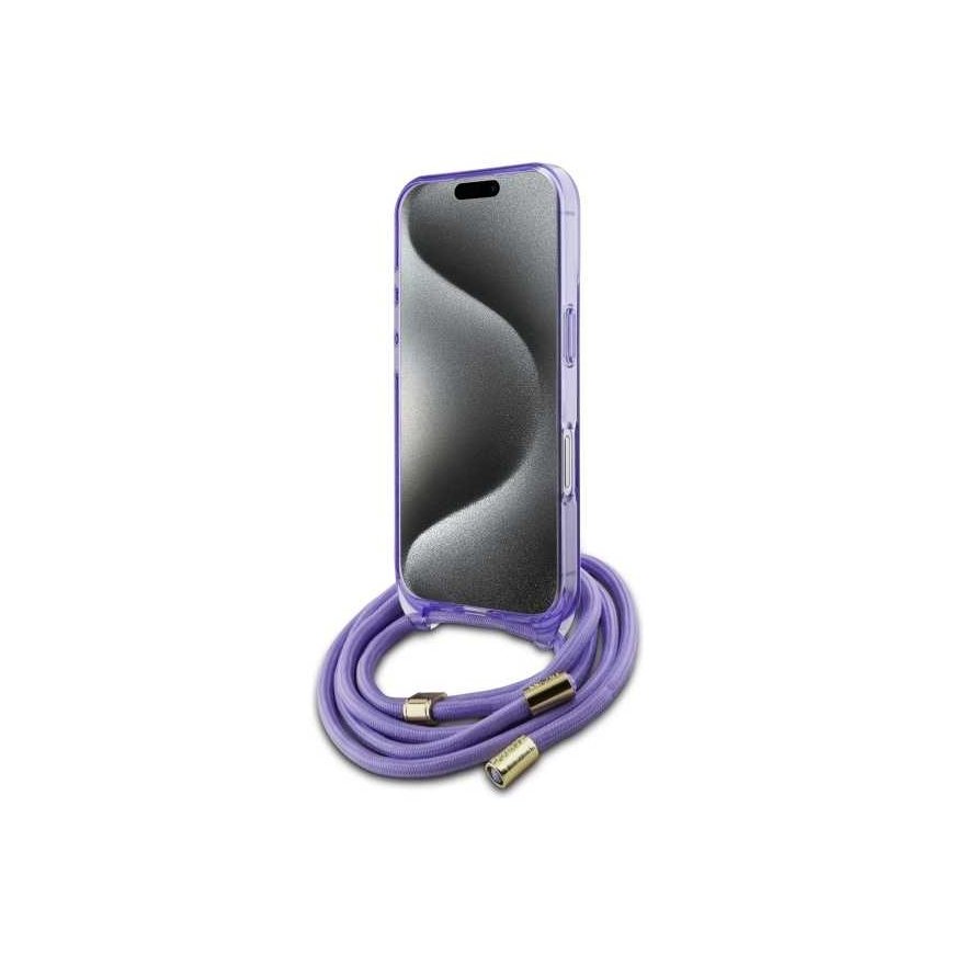 Case Guess GUHMP16SHCTSGNSU iPhone 16 6.1" purple/purple hardcase Crossbody Cord Script MagSafe – 4