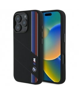 BMW BMHMP16X23SCUK iPhone 16 Pro Max 6.9" black/black hardcase Silicone Cut Tricolor Lines MagSafe