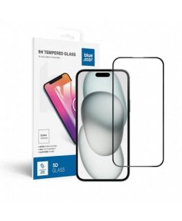 Blue Star 5D tempered glass with frame Apple iPhone 16 Plus blac