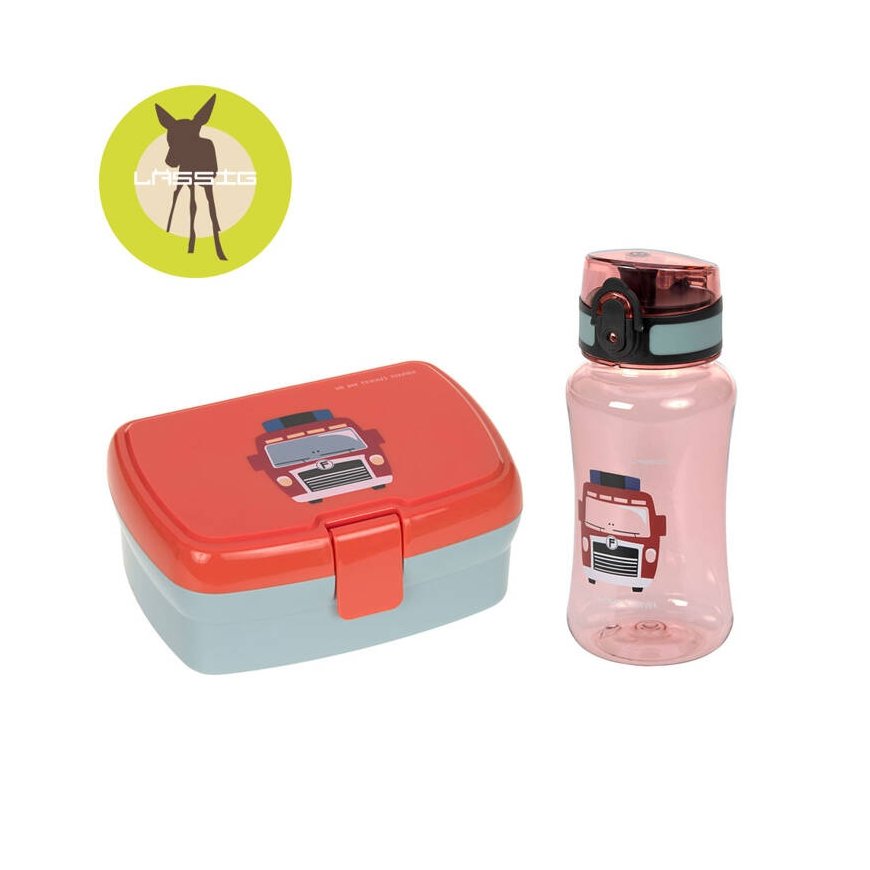 Lassig Tiny Drivers Wóz strażacki Zestaw Na Lunch: lunchbox + butelka 460ml 12100576440 – 2
