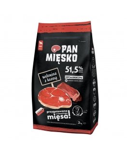 PAN MIĘSKO Beef with goat M - dry dog food - 20kg