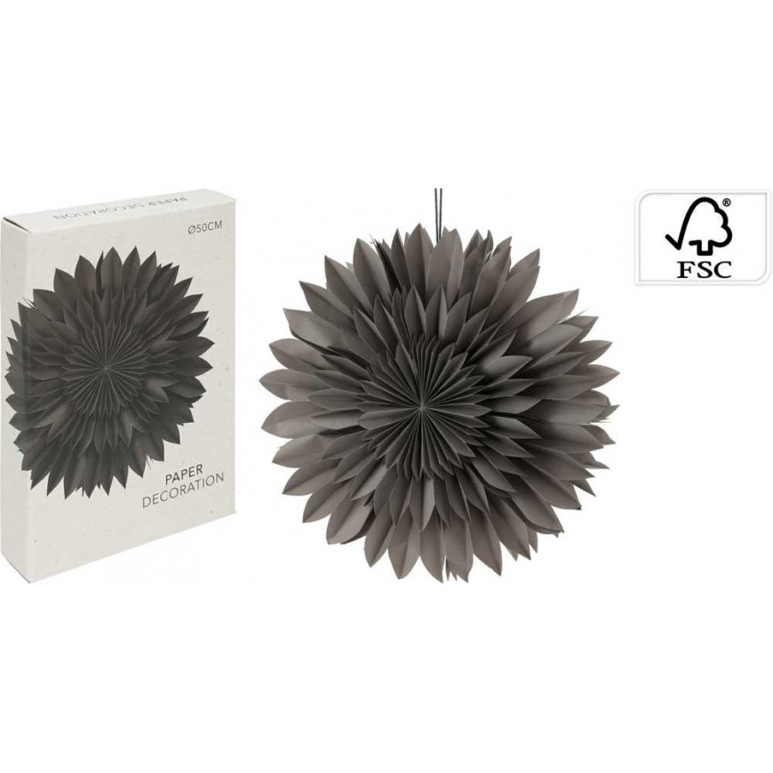 Christmas Decoration Mondex DECORATIVE PAPER STAR 50CM GREY