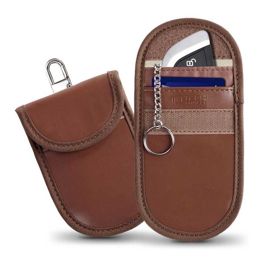 Tech-Protect key pouch RFID Signal Blocker KLR100, brown