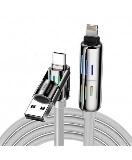 Blitzwolf BW-HDC6 4-in-1 USB-C/USB-A to USB-C/Lightning Cable 1.2m 240W RGB (Gray)