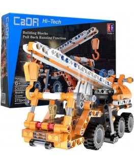 Rinkinys klocków konstrukcyjnych CaDA 22 cm oranžinė Dźwig Żuraw Važiuoklė budowlany pull back 272 elementy