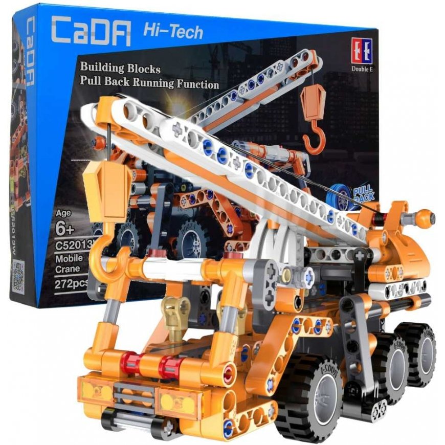 Rinkinys klocków konstrukcyjnych CaDA 22 cm oranžinė Dźwig Żuraw Važiuoklė budowlany pull back 272 elementy