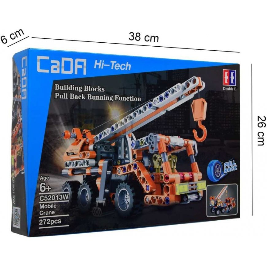 Set klocków konstrukcyjnych CaDA 22 cm orange Dźwig Żuraw Chassis budowlany pull back 272 elementy – 4