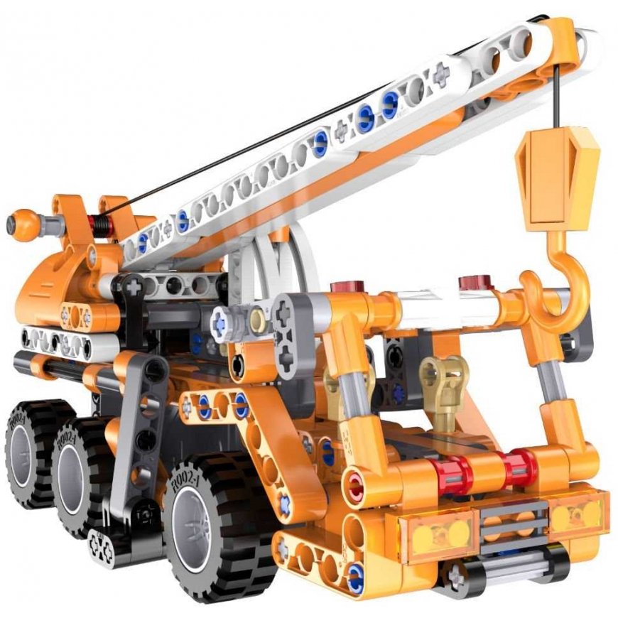 Set klocków konstrukcyjnych CaDA 22 cm orange Dźwig Żuraw Chassis budowlany pull back 272 elementy – 5