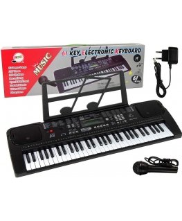 Lean Toys Keyboard with Microphone Musical Instrument Black