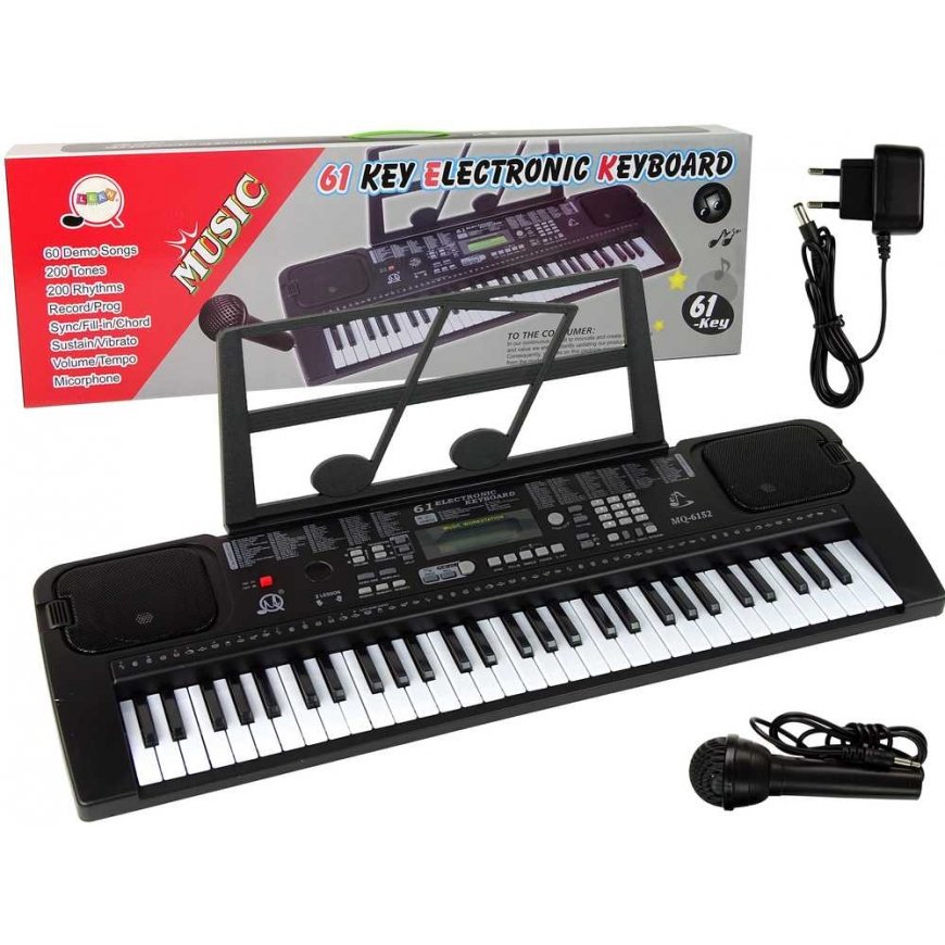 Lean Toys Keyboard with Microphone Musical Instrument Black