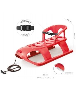Prosperplast PLASTIC SLEDGE WITH BACK 88x45x42CM RED