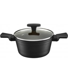 Pot with lid with coating Qualum Basic Gold Edition Antigo 20 cm AMBITION