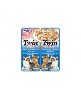 INABA CAT Dvīņu tuncis ar vistu un ķemmīšgliemēm buljonā – kaķa kārums – 2x40g