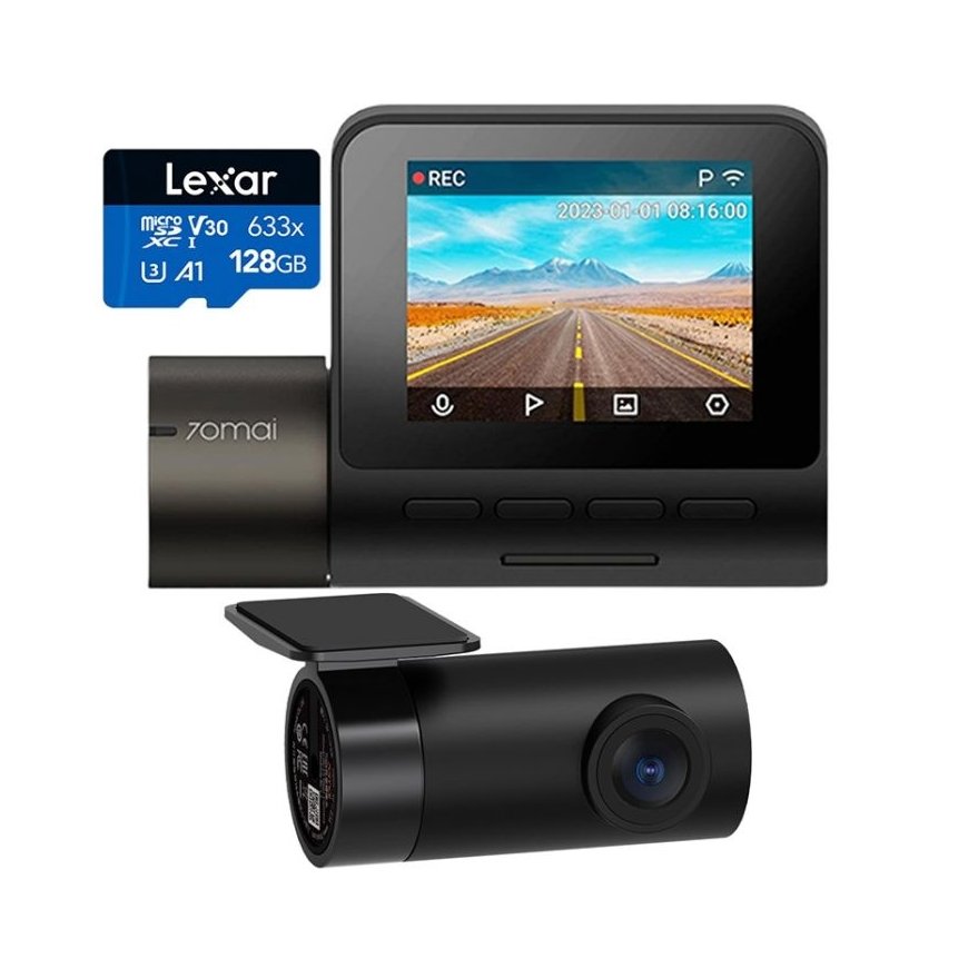 70Mai Dash Cam A200 + kamera wsteczna RC11 + karta Lexar 128GB