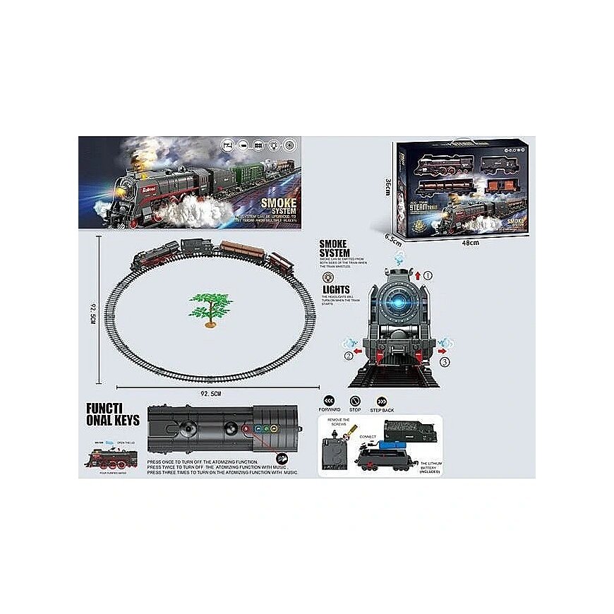 Set with train 48 pcs. smoke, light, sound