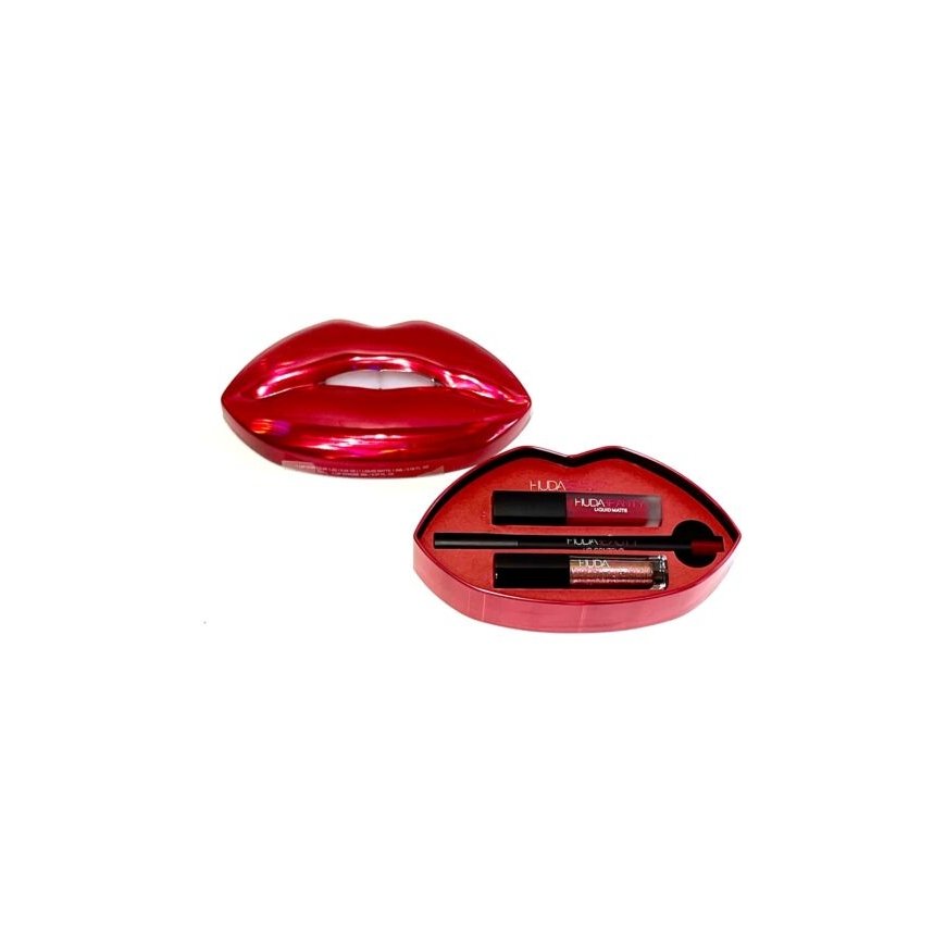 Set Huda Beauty: Huda Beauty, Matte, Liquid Lipstick, 1.9 ml *Miniature + Huda Beauty, Lip Liner, 1.2 g + Lip Strobe, Liquid Lip