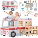 Viga Toys VIGA Duży Drewniany Ambulans Rinkinys Karetka Małych Ratowników Priedai 25 el.