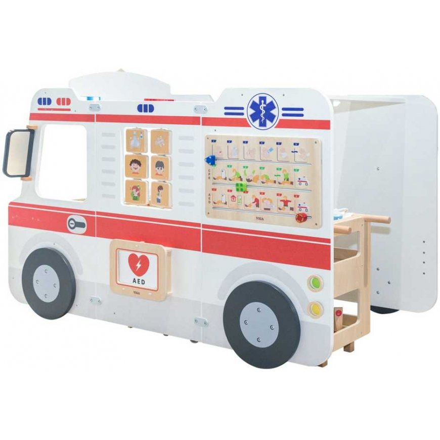 Viga Toys VIGA Duży Drewniany Ambulance Set Karetka Małych Ratowników Accessories 25 el. – 3