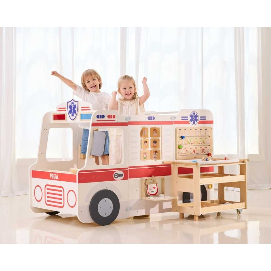 Viga Toys VIGA Duży Drewniany Ambulans Rinkinys Karetka Małych Ratowników Priedai 25 el. – 5