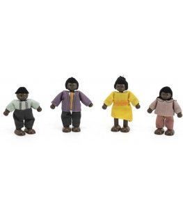 Viga Toys VIGA Rinkinys Drewnianych Laleczek Materiałowe Drabužėliai 4 vnt Ciemnoskóre