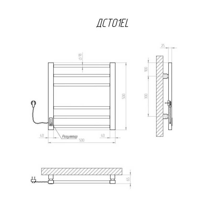 Towel dryer Kosser Step 500x500/6 EL timer black