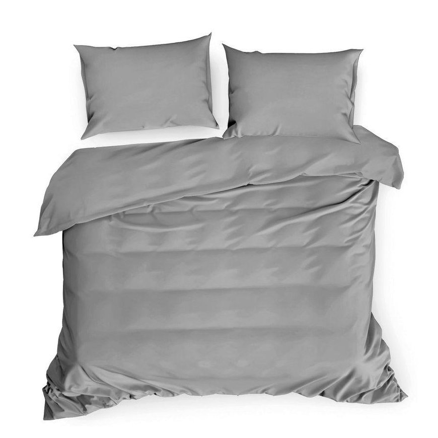 Eurofirany DIVA LINE DINA High quality cotton satin monochrome bedding set, 220 X 200 cm, 2 pcs. 70 X 80 cm, color: steel Beddin – 2