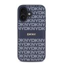DKNY PU odos kartotinių raštų toninis dryžuotas dėklas, skirtas iPhone 16 Mėlyna