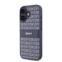 DKNY PU odos kartotinių raštų toninis dryžuotas dėklas, skirtas iPhone 16 Mėlyna