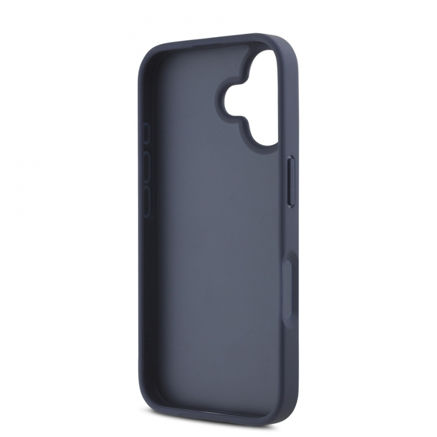 DKNY PU odos kartotinių raštų toninis dryžuotas dėklas, skirtas iPhone 16 Mėlyna – 4